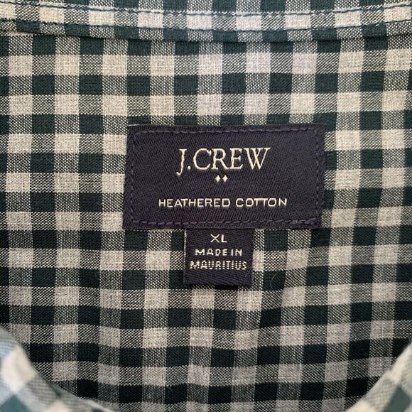 J Crew Shirt Men XL Teal Gray Gingham Check Cotton Button Up Preppy Career Norm - Picture 3 of 9